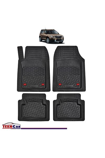 TEAMCAR ® Car Mats Tray Type Compatible with Skoda Yeti (2009–2017) Black Durable Material