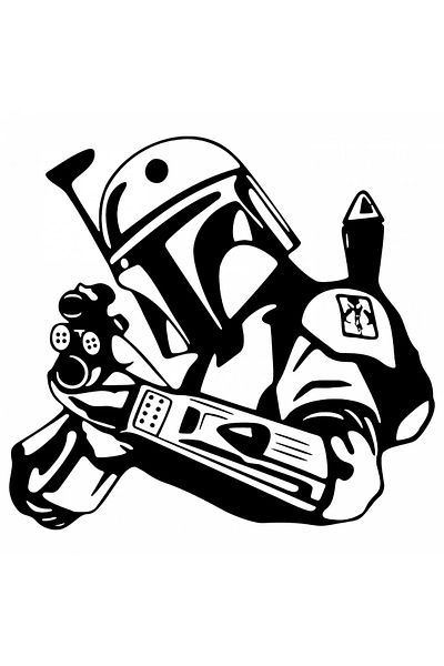 INOVATIX Set de 8 piese, autocolant Boba Fett Mandalorian Star Wars, INOVATIX®. 6 cm