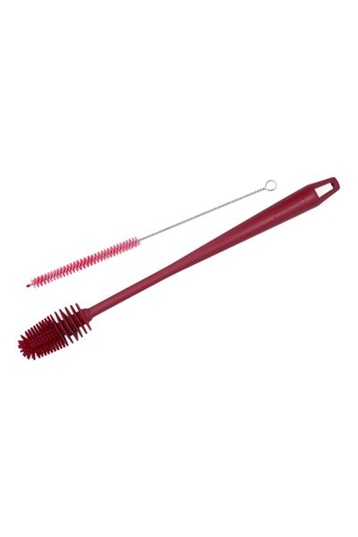 manna 2-Piece Durable BPA-Free Brush with Straw Bottle Cleaner Set Burgundy (Multicolour)