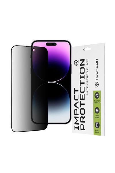 Techsuit IPhone 14 Pro Max Case - Techsuit 111D Privacy Full Glue - Black