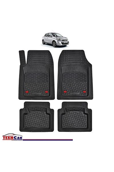 TEAMCAR ® Car Mats Tray Type Compatible Nissan Micra K13 (2010–2017) Black Durable Material