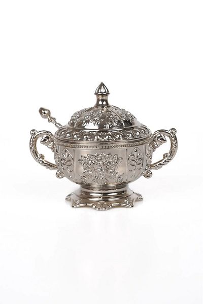 E orient Gaziantep Copper Zamak Sugar Bowl Set Load: 11cm Wide: 13 cm & (Set of 2)