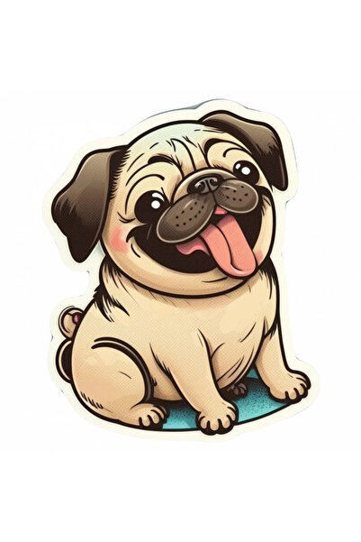 INOVATIX Set de 8 piese, autocolant câine mops, INOVATIX®. 6 cm