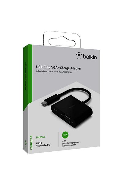 Belkin USB-C to VGA with 60 Watts USB-C PD Pass through Port Adapter