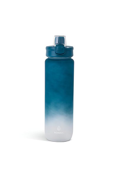 manna Reusable Leak-Proof Durable Push Water Bottle Blue and White