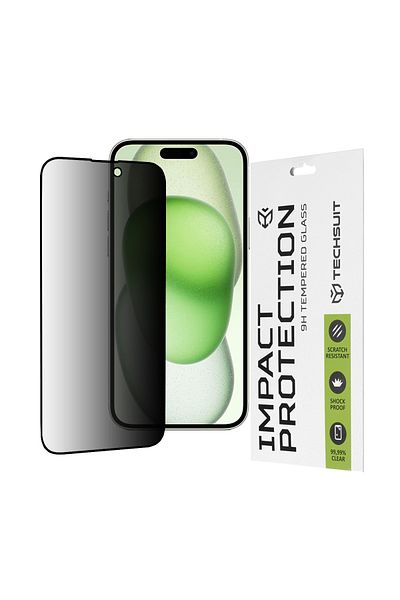 Techsuit IPhone 15 Plus / iPhone 16 Plus Screen Protector - Techsuit 111D Privacy Full Glue - Black