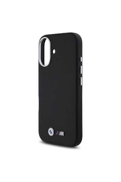 BMW Carcasă pentru iPhone 16 - BMW Leather M Smooth Full Wraped Metal (BMHCP16S23PMWK) - Negru