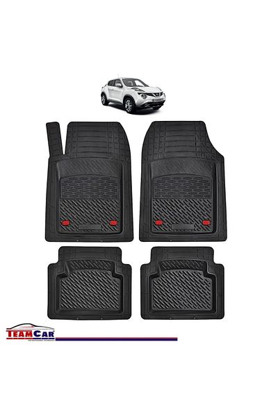 TEAMCAR ® Car Mats Tray Type Compatible Nissan Juke F15 (2010–2019) Black Durable Material