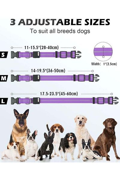 Karll Dog collar, with LED, textile/plastic, purple, size L