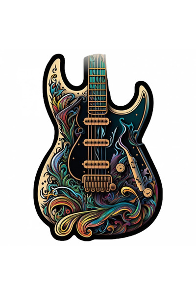 INOVATIX Set de 8 piese, autocolant chitară electrică cu motive retro, INOVAT...