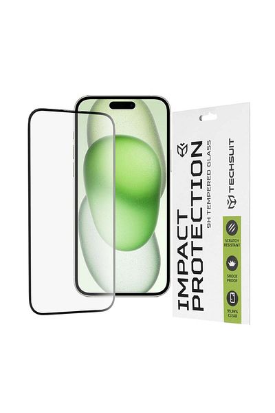 Techsuit Folie for iPhone 15 Plus / iPhone 16 Plus- Techsuit 111D Full Cover / Full Glue Glass - Black