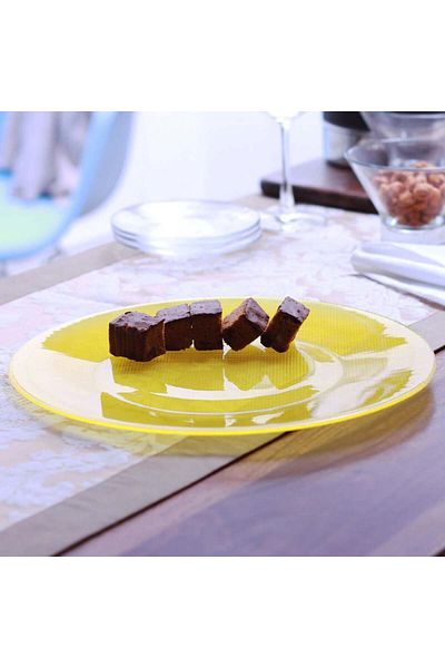 PUFO Elegant Pufo Luxury glass plate for dessert, appetizers, 31 cm, yellow