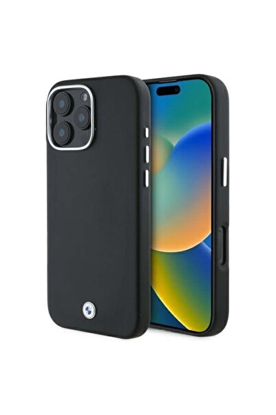 BMW Husă pentru iPhone 16 Pro Max - Carcasă metalică din piele cu semn BMW, c...