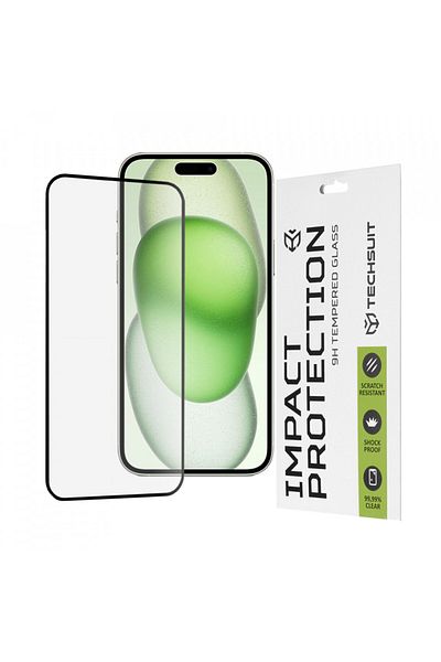Techsuit Folie for iPhone 15 Plus / iPhone 16 Plus- Techsuit 111D Full Cover / Full Glue Glass - Black