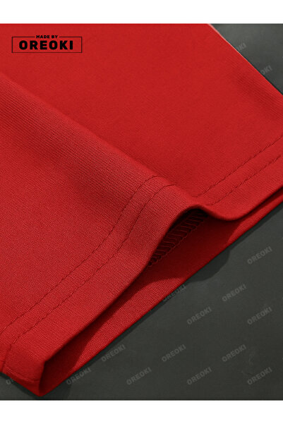 EFFRENATU Balance Printed Cotton Fabric Men's Redt-Shirt-Black Shorts Set