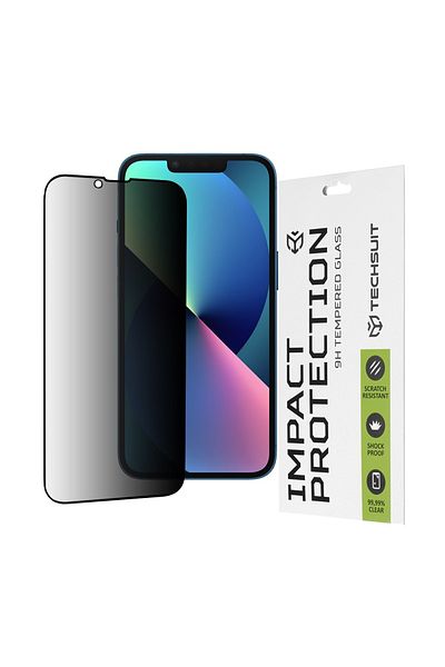 Techsuit Carcasă pentru iPhone 13 / iPhone 13 Pro / iPhone 14 - Techsuit 111D Privacy Full Glue - Neagră