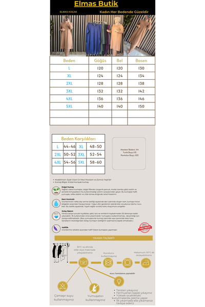 Elmas Tesettür Îmbrăcăminte pentru femei Hidžab Set dublu de mărime mare cu p...