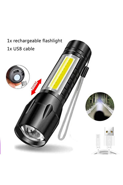 Choice Style B 1PC Mini LED Flashlight COB+XPE Portable Torch USB Charging Camping Lantern Zoomable Focus L