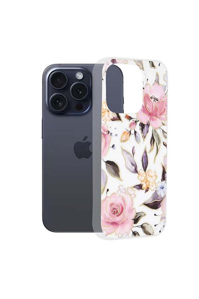 Techsuit Case for iPhone 15 Pro - Techsuit Marble Series - Chloe White