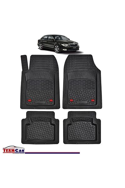 TEAMCAR ® Car Mats Tray Type Compatible with Skoda Superb II (2008–2015) Black Durable Material