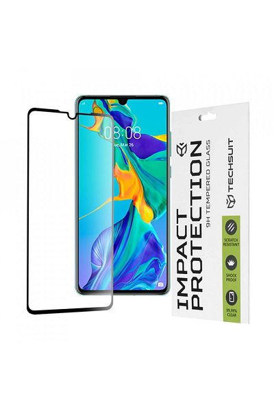Techsuit Foil for Huawei P30 - Techsuit 111D Full Cover / Full Glue Glass - Black