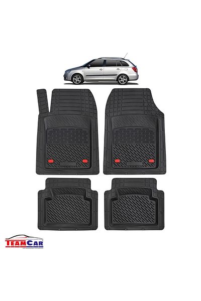 TEAMCAR ® Car Mats Tray Type Compatible with Skoda Fabia II (2007–2014) Black Durable Material