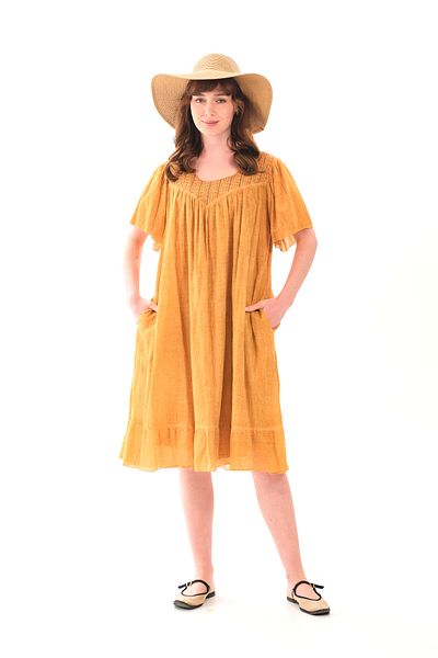 Butik Esra Kandemir Summer Cotton Washable Fabric Lined Large Size Dress - 1059