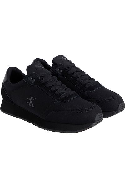 Calvin Klein Men Triple Black Runner Sock Laceup Low Top Sneakers