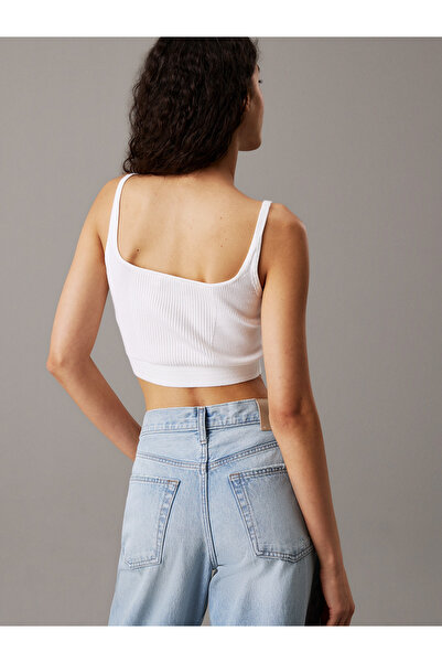 Calvin Klein Women's Woven Label Sweater Bralette Knitwear