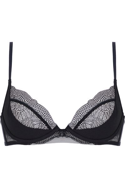 Calvin Klein Women Black Geo Lace Unlined Plunge Bra