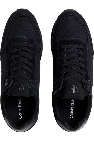 Calvin Klein Men Triple Black Runner Sock Laceup Low Top Sneakers