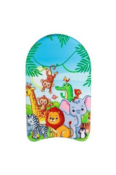 OEM Placă de înot albastru-verde cu animale din junglă pentru copii 45 x 27 cm