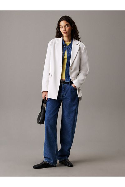 Calvin Klein Women Chalk Soft Twill Tie Back Blazer