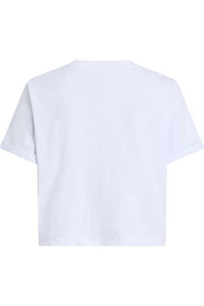 Calvin Klein Women Brilliant White Cropped Gloss Logo T-shirt