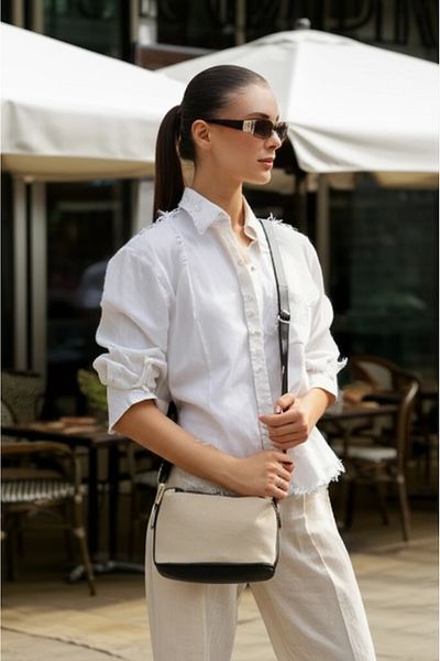 PayBuy Canvas Detailed Double Handle Zippered Hand and Shoulder Bag Large Volume Stylish Design