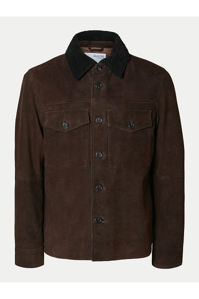 Selected Homme Jachetă de piele pentru bărbați 16094769 maro