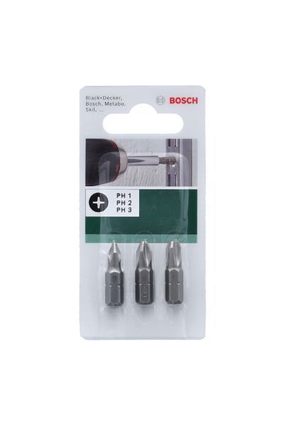 Bosch Universal Fit Standard Phillips PH Screwdriver Bit Set Silver
