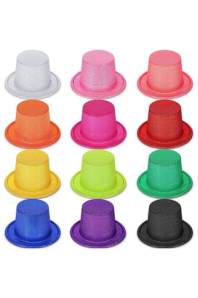 Skygo Mixed Color Glitter Cylinder Party Hats (12 Pcs)