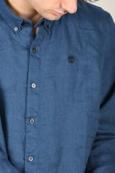 Timberland MILL BROOK Men's Navy Blue Linen Shirt - TB0A2DC3