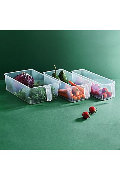 SyaMAG Fridge Organizer, Plastic, Handle, Transparent, 33.5x15x10cm