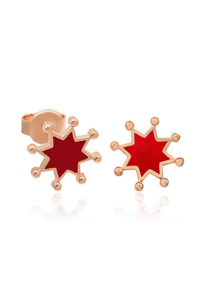 norsary Silver Phosphorescent Red Star Earrings