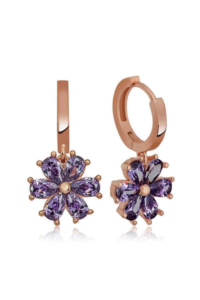 norsary Silver Purple Flower Earrings