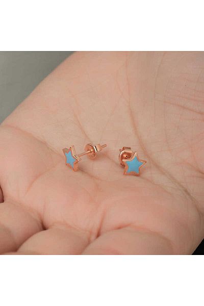 norsary Silver Phosphorescent Blue Star Earrings