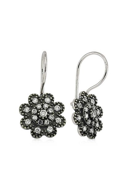 norsary Silver Dangle Flower Earrings