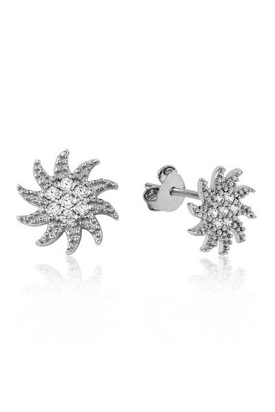norsary Silver White Stone Sun Studded Earrings