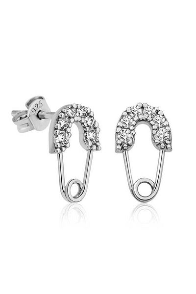 norsary Silver Safety Pin Earrings