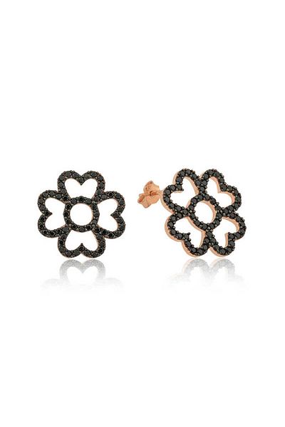 norsary Silver Heart Leaves Flower Earrings