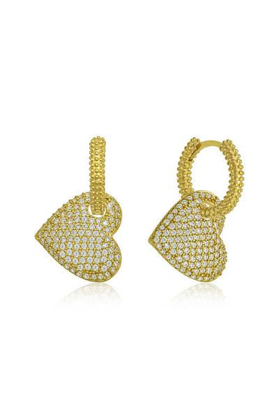 norsary Silver Gold Hoop Heart Earrings