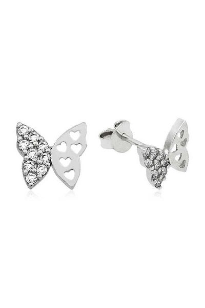 norsary Silver Studded Butterfly Earrings