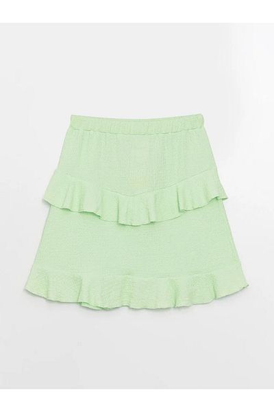 LC Waikiki Lcw Kids Green Elastic Waist Ruffle Girl's Skirt
